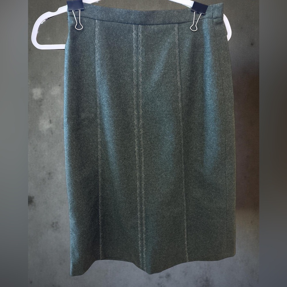 Retro 1970s Bavarian Wool Skirt Dk Green Oktoberfest Alpine  A-Line Sz 26 - Picture 2 of 14